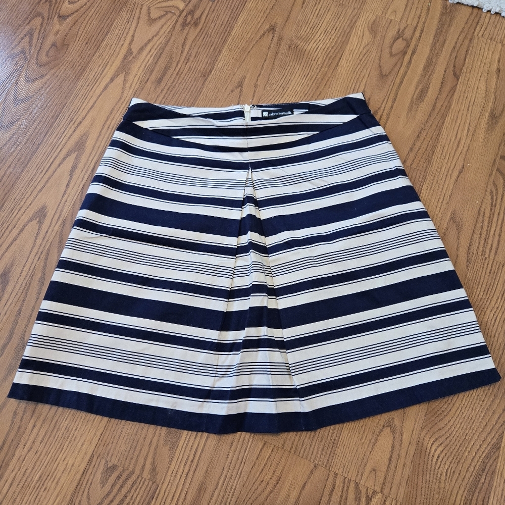 Valerie Bertinelli Navy and Cream Striped A-Line Skirt